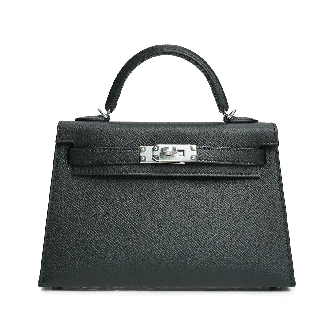 Hermès Mini Kelly Epsom Noir Palladium Hardware Stamp G 2026 — view 2