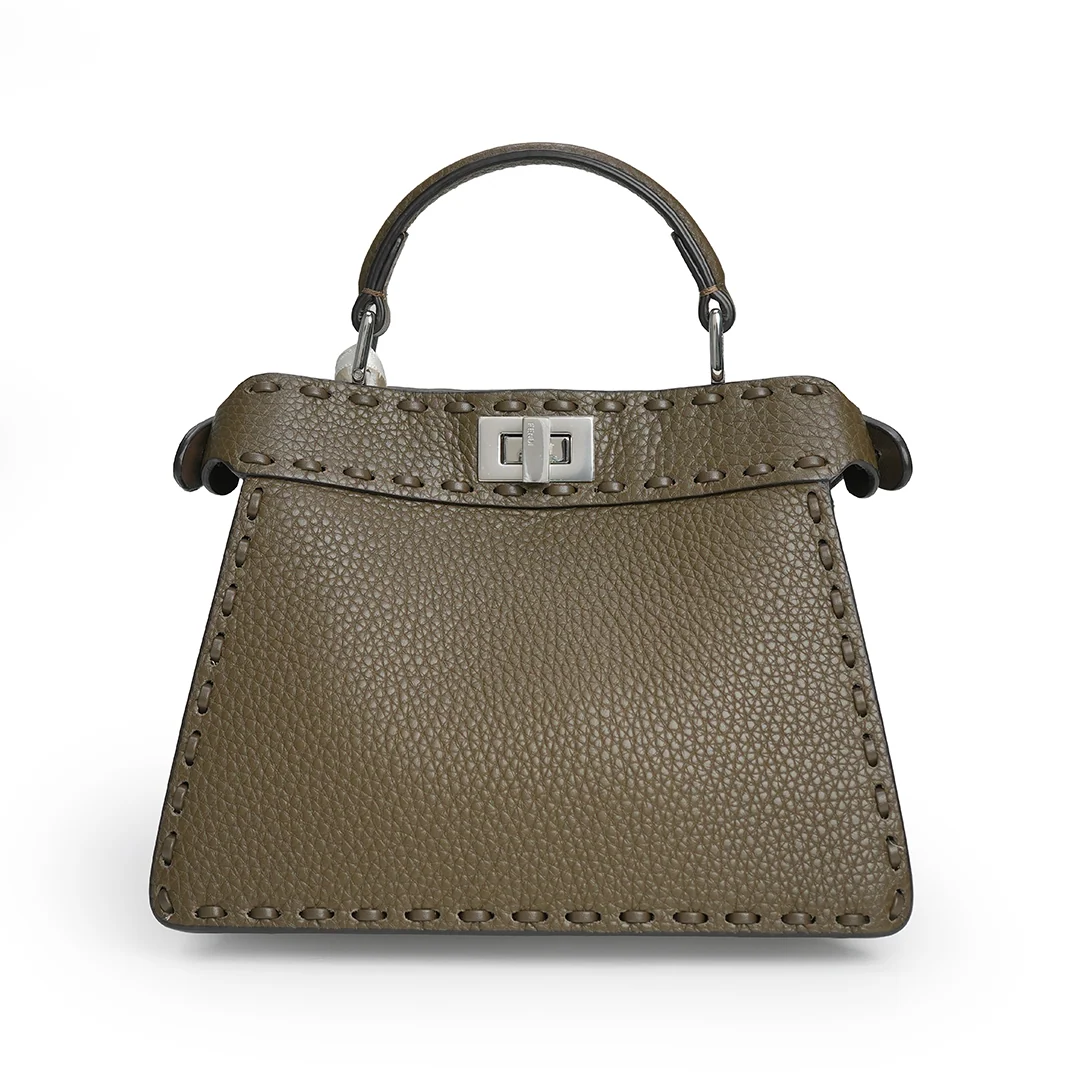 Fendi Peekaboo Selleria Petite Bag Grained Calfskin Dark Olive — view 2
