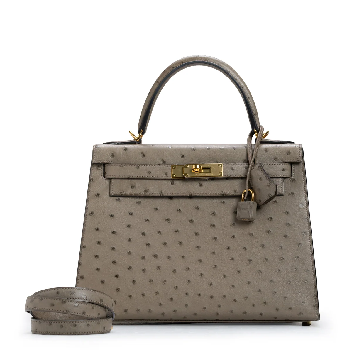 Hermès Kelly Sellier 28 Ostrich Gris Tourterelle — view 2