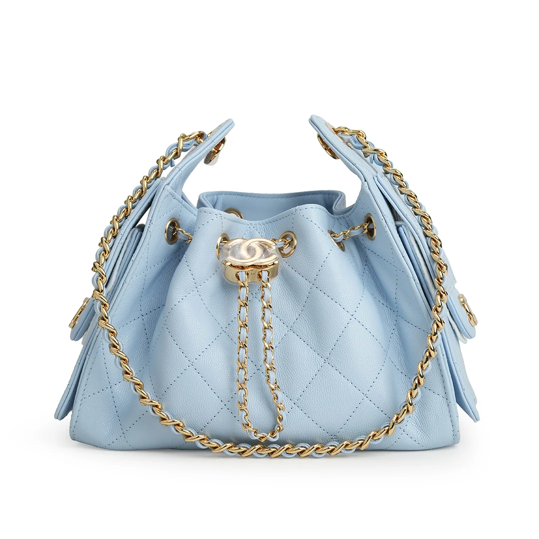 Chanel 25 Mini Caviar Leather Sky Blue — view 2