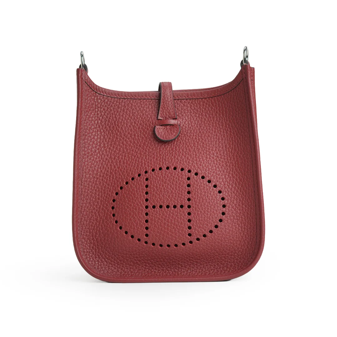Hermès Mini Evelyn Rouge H Taurillon Clemence Palladium Hardware — view 2