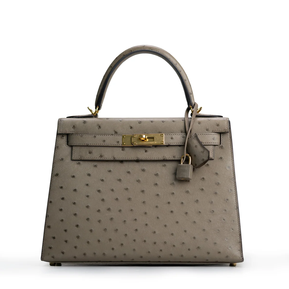 Hermès Kelly Sellier 28 Ostrich Gris Tourterelle — view 3