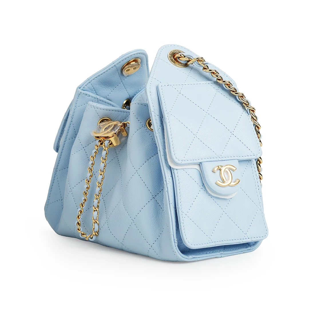 Chanel 25 Mini Caviar Leather Sky Blue — view 3
