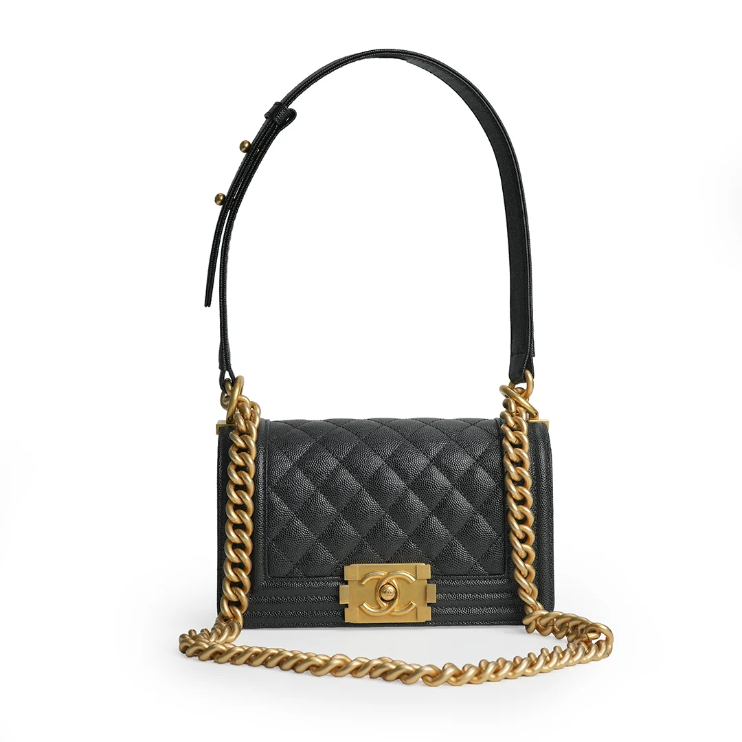 Chanel Boy Bag Mini Black Caviar Leather — view 3