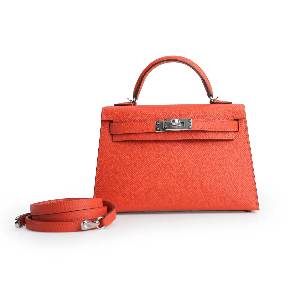 Hermès Mini Kelly Epsom Capucine Palladium Hardware Stamp K 2025 — view 3
