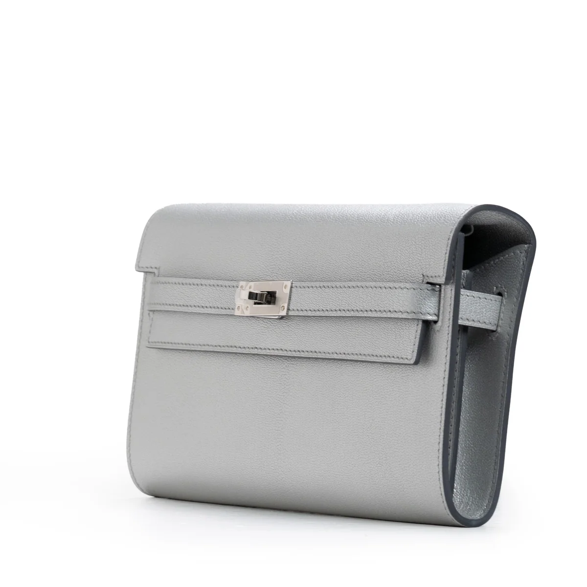 Hermès Kelly To Go Wallet Chèvre CHamkilight Argent Permabrass Hardware — view 4