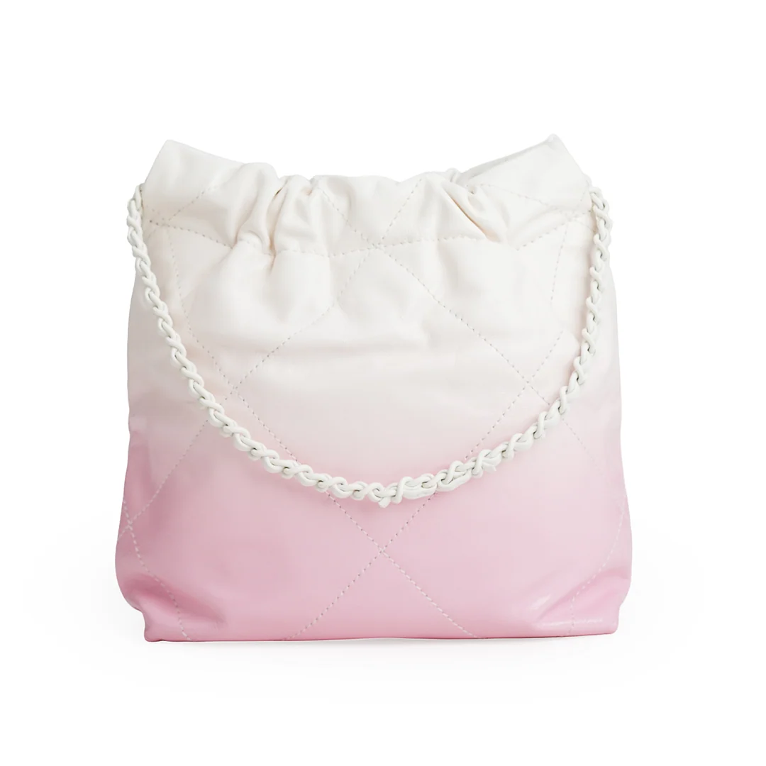 Chanel Mini 22 Bag Pink and White Ombre Calfskin White Hardware — view 4