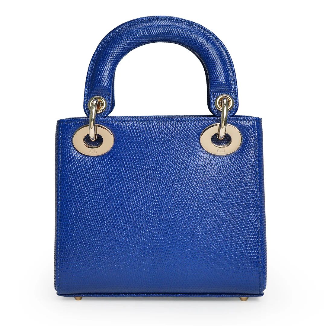Christian Dior Lady Dior Mini Bag Blue Lizard Leather — view 4