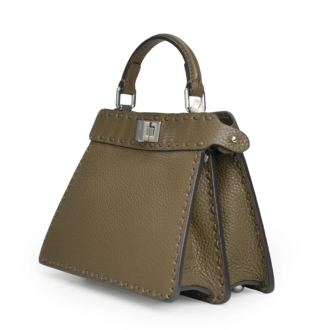 Fendi Peekaboo Selleria Petite Bag Grained Calfskin Dark Olive — view 4