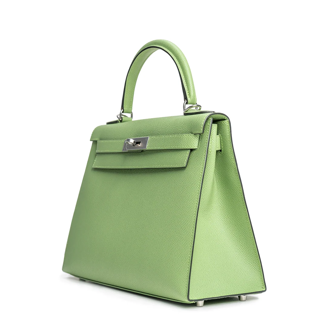 Hermès Kelly 28 Sellier Epsom Vert Criquet Palladium Hardware Stamp Z 2021 — view 3