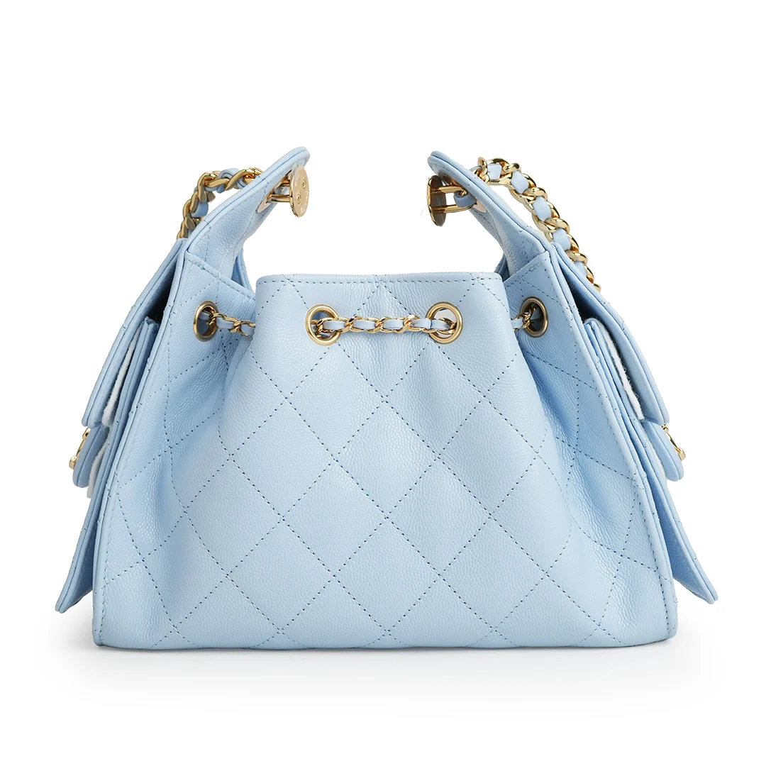 Chanel 25 Mini Caviar Leather Sky Blue — view 4