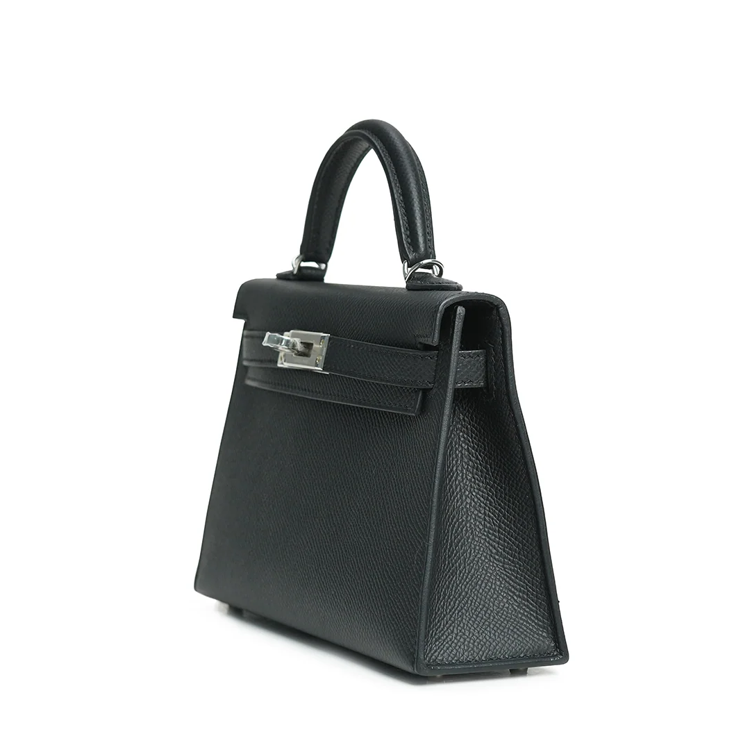Hermès Mini Kelly Epsom Noir Palladium Hardware Stamp G 2026 — view 4