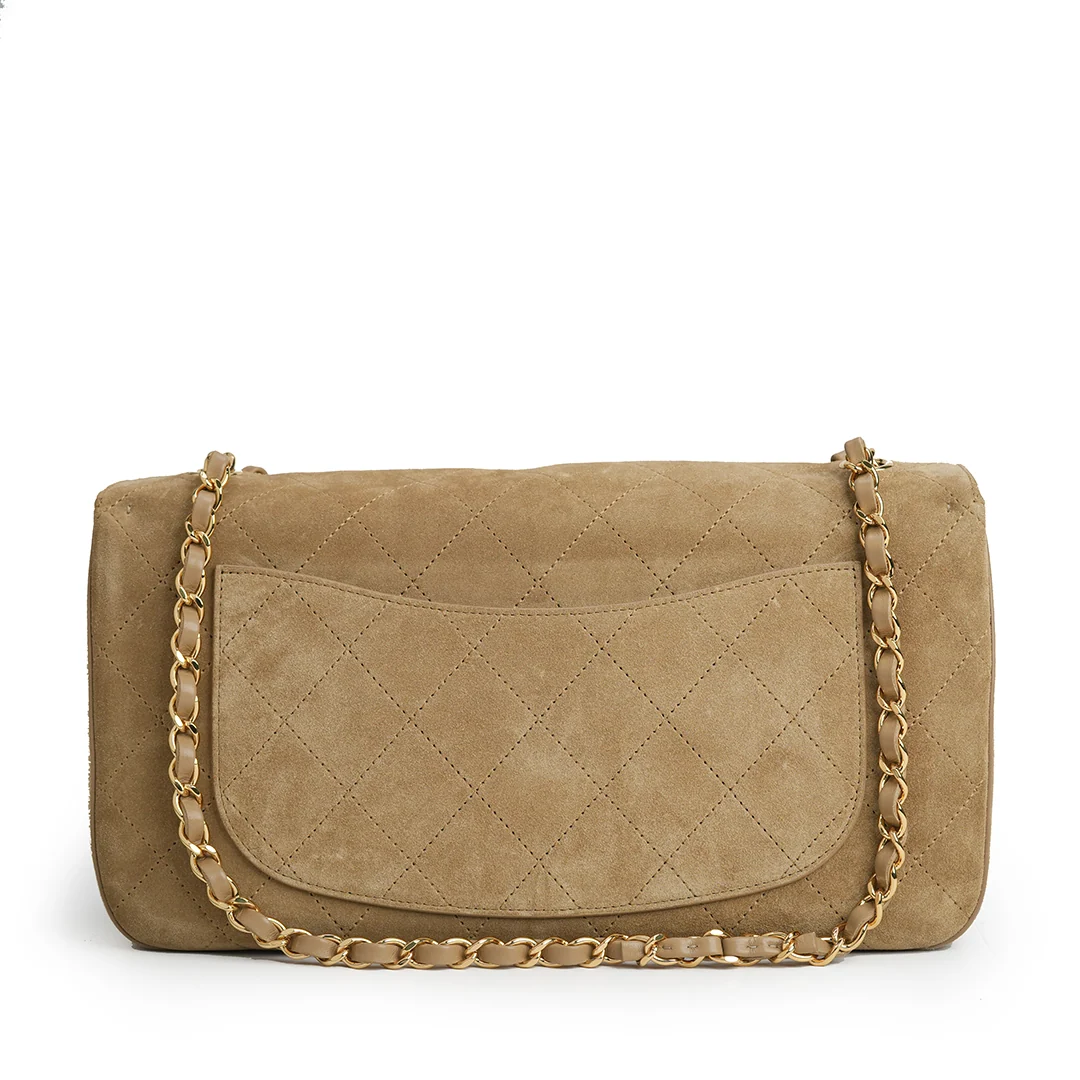 Chanel Maxi Flap Bag Suede Calfskin 
Dark Beige — view 4