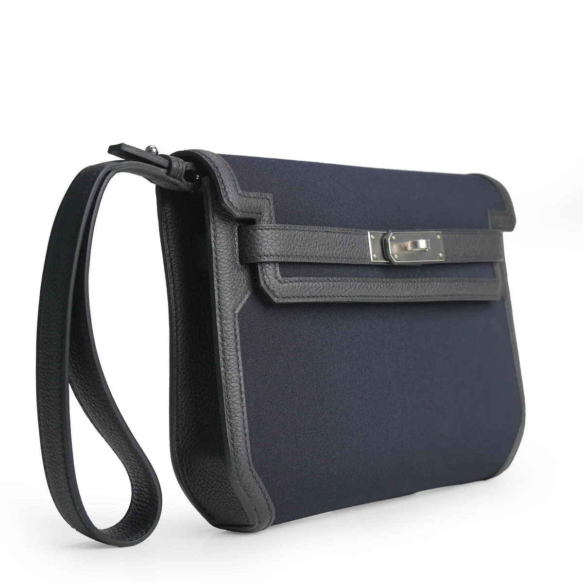 Hermès Kelly Depeches 25 Togo / Canvas Noir Palladium Hardware Stamp W 2024 — view 4