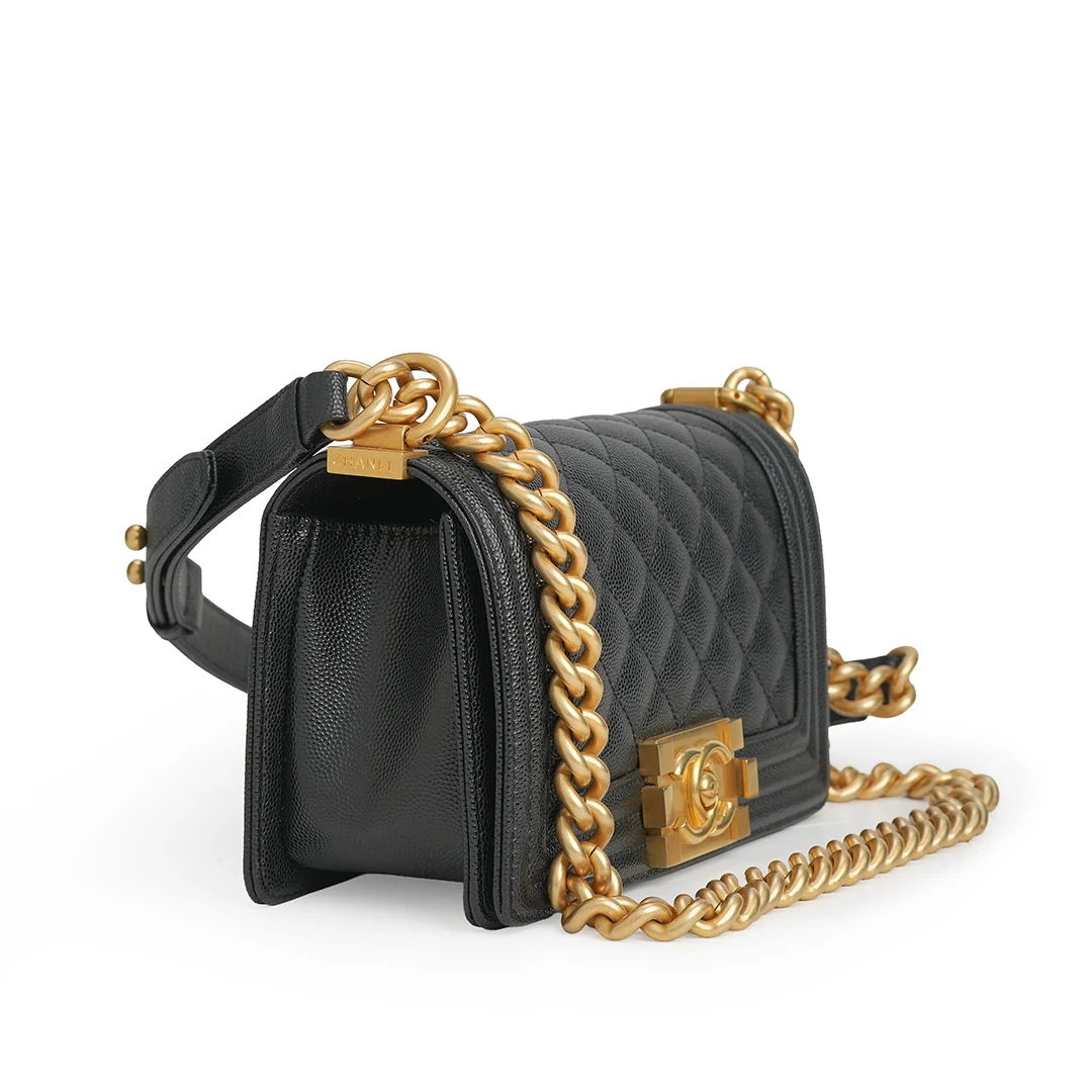 Chanel Boy Bag Mini Black Caviar Leather — view 4