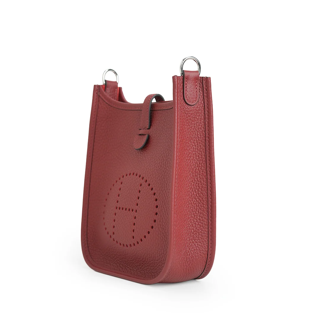Hermès Mini Evelyn Rouge H Taurillon Clemence Palladium Hardware — view 4