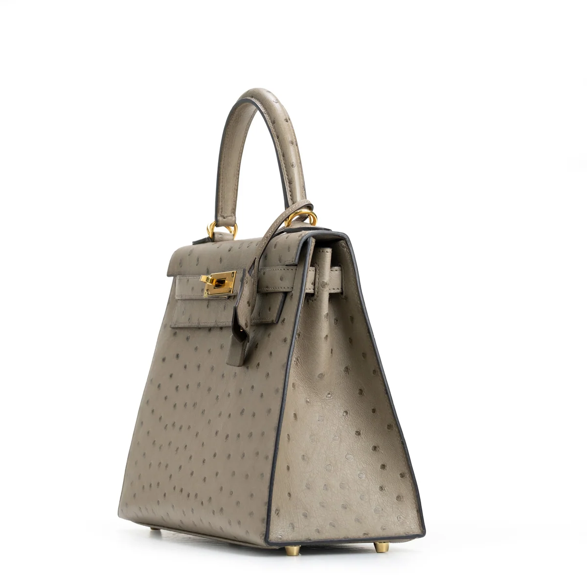 Hermès Kelly Sellier 28 Ostrich Gris Tourterelle — view 4