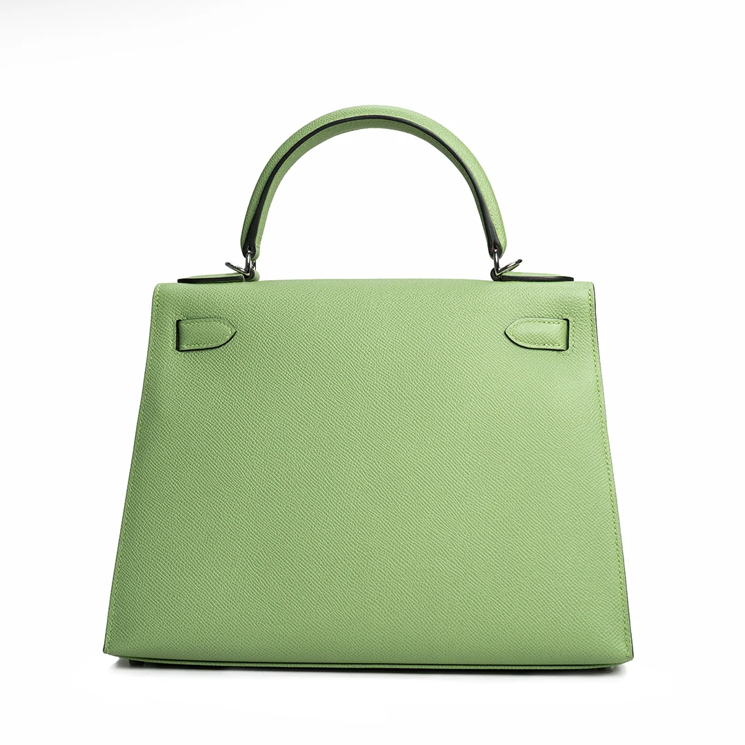 Hermès Kelly 28 Sellier Epsom Vert Criquet Palladium Hardware Stamp Z 2021 — view 4