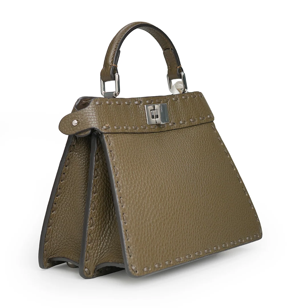 Fendi Peekaboo Selleria Petite Bag Grained Calfskin Dark Olive — view 5