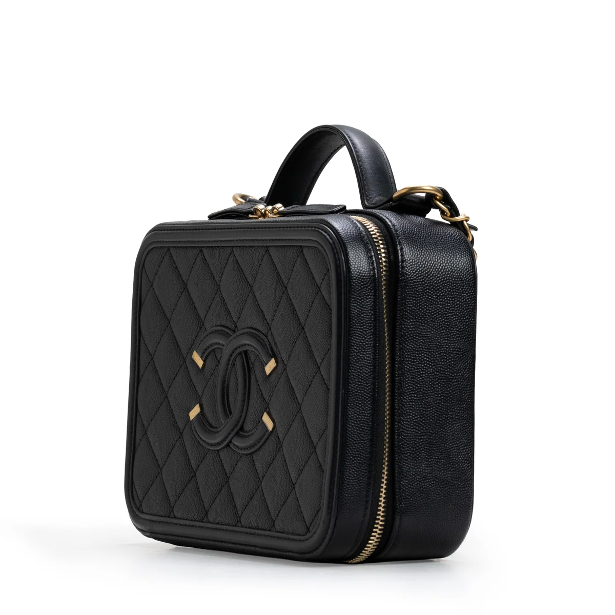 Chanel CC Medium Filigree Vanity Case Quilted Caviar Black — view 5