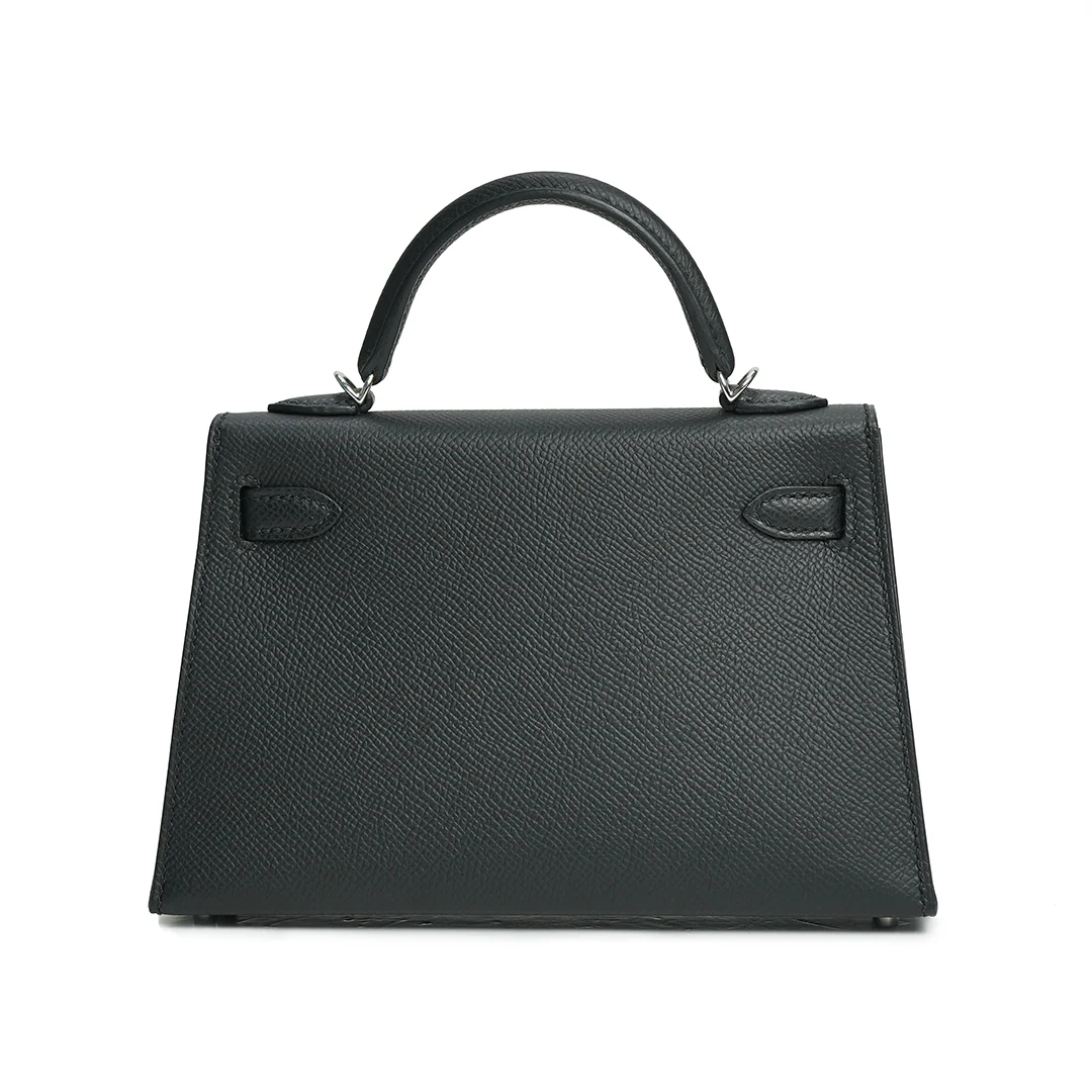 Hermès Mini Kelly Epsom Noir Palladium Hardware Stamp G 2026 — view 5