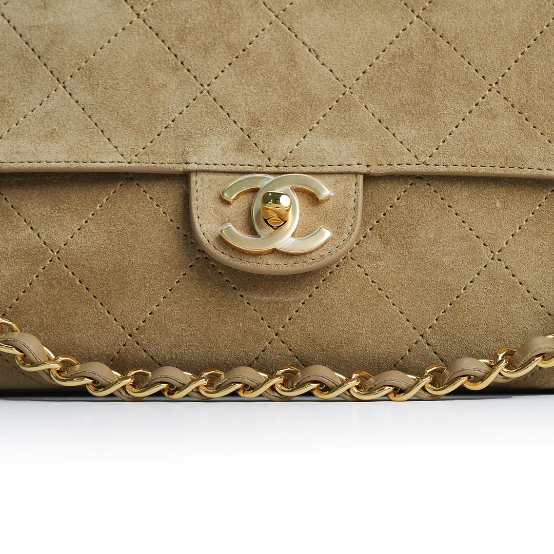 Chanel Maxi Flap Bag Suede Calfskin 
Dark Beige — view 5