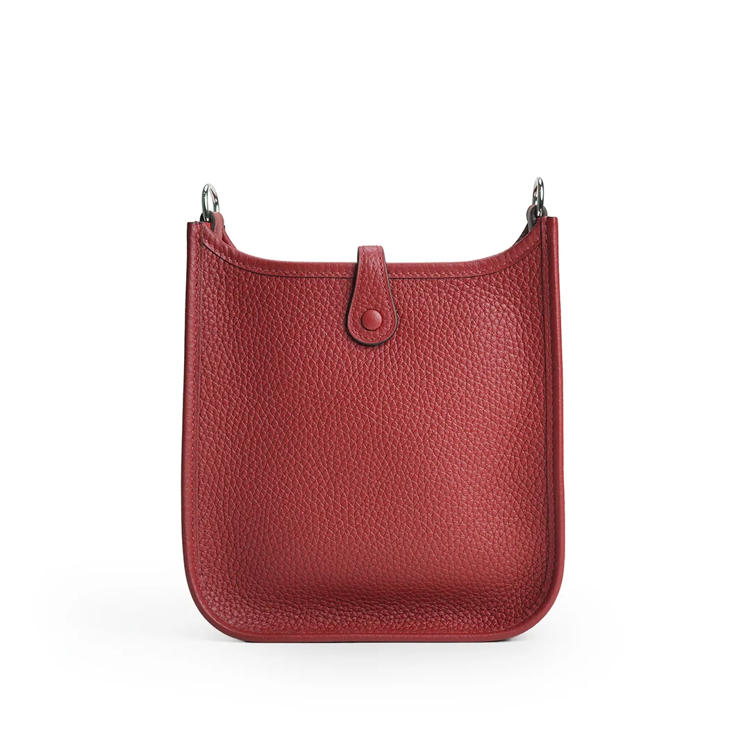 Hermès Mini Evelyn Rouge H Taurillon Clemence Palladium Hardware — view 6