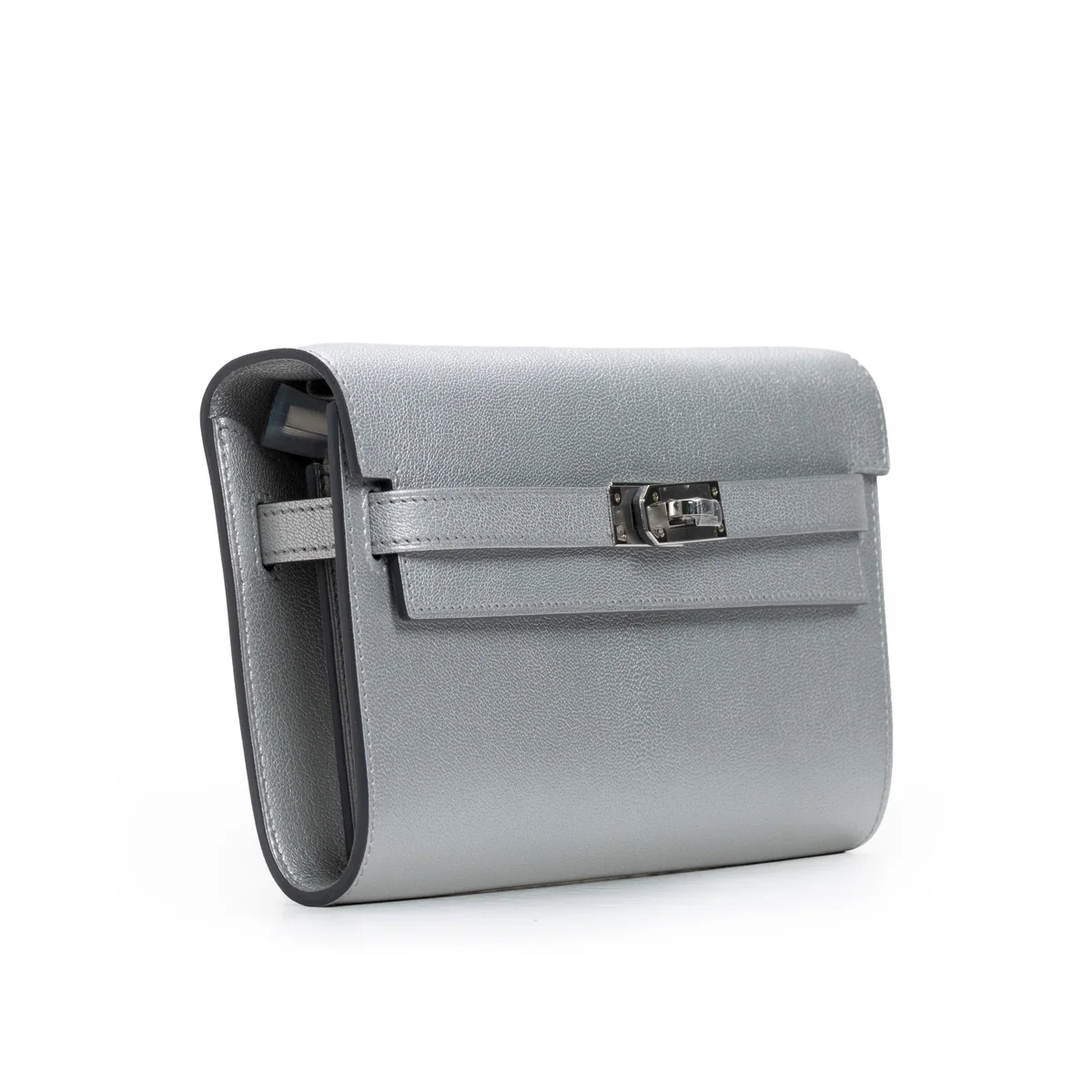 Hermès Kelly To Go Wallet Chèvre CHamkilight Argent Permabrass Hardware — view 6