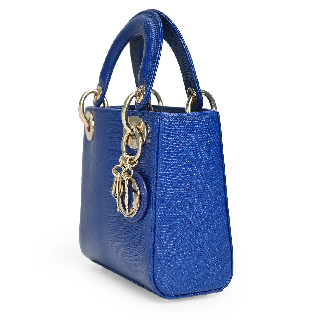Christian Dior Lady Dior Mini Bag Blue Lizard Leather — view 6
