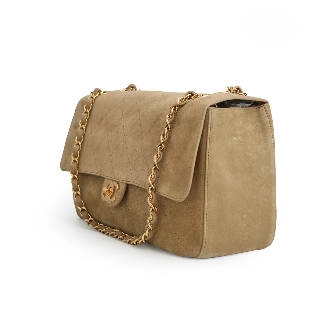 Chanel Maxi Flap Bag Suede Calfskin 
Dark Beige — view 6