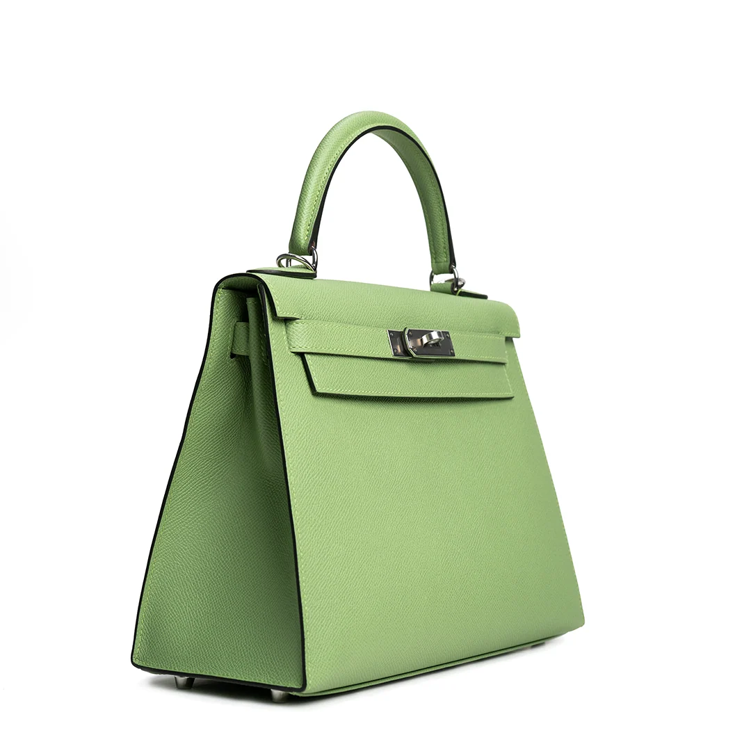 Hermès Kelly 28 Sellier Epsom Vert Criquet Palladium Hardware Stamp Z 2021 — view 5