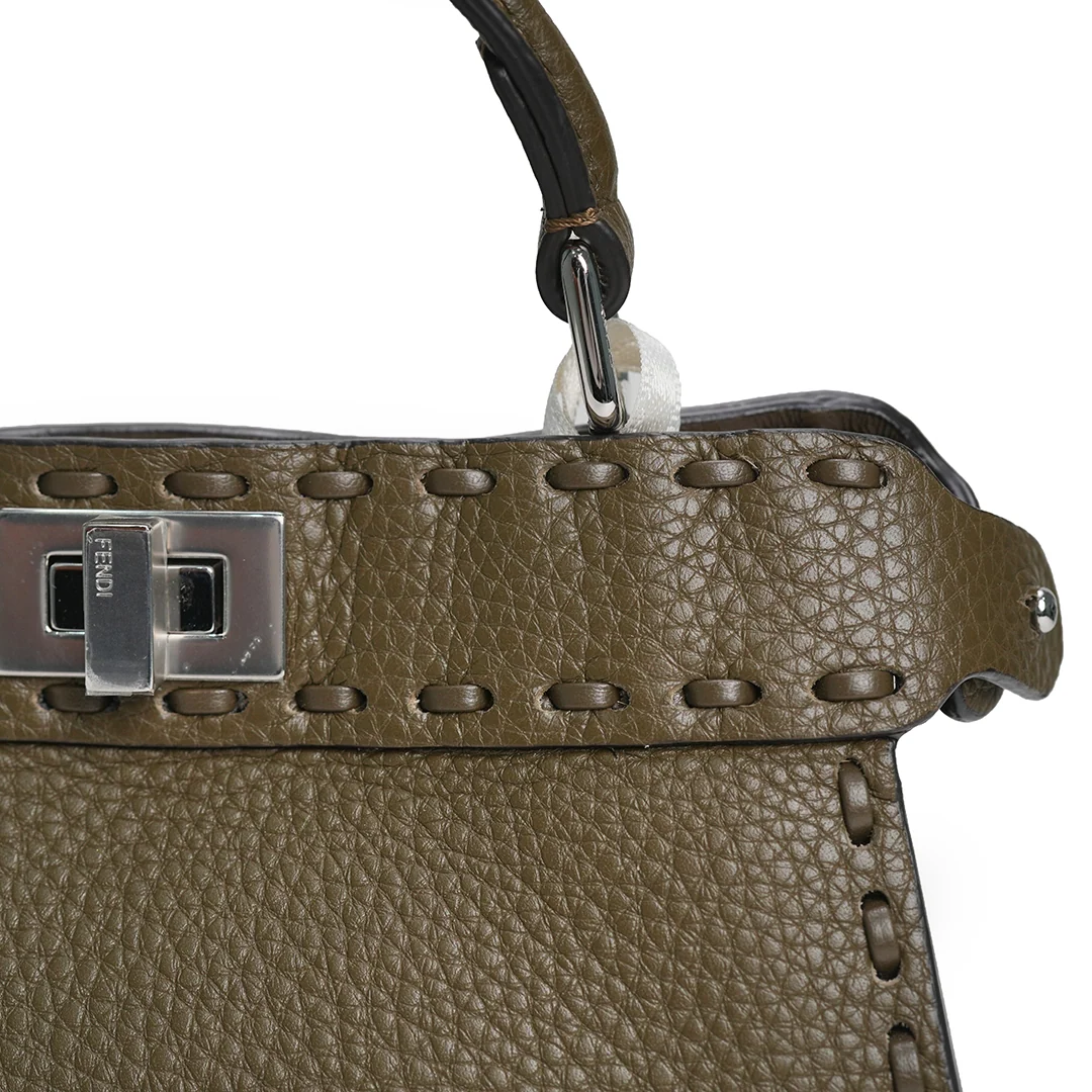 Fendi Peekaboo Selleria Petite Bag Grained Calfskin Dark Olive — view 7