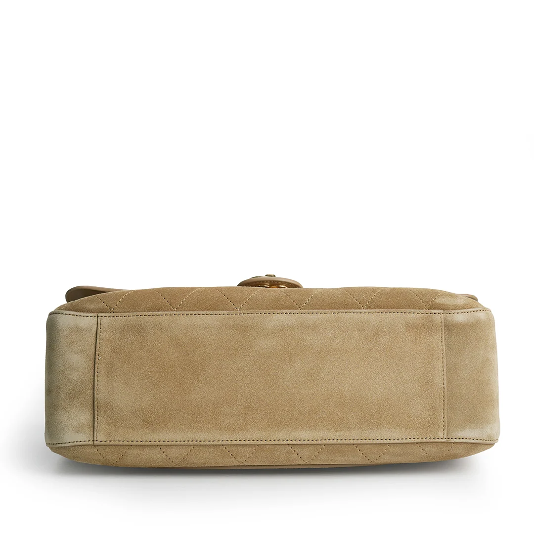 Chanel Maxi Flap Bag Suede Calfskin 
Dark Beige — view 7
