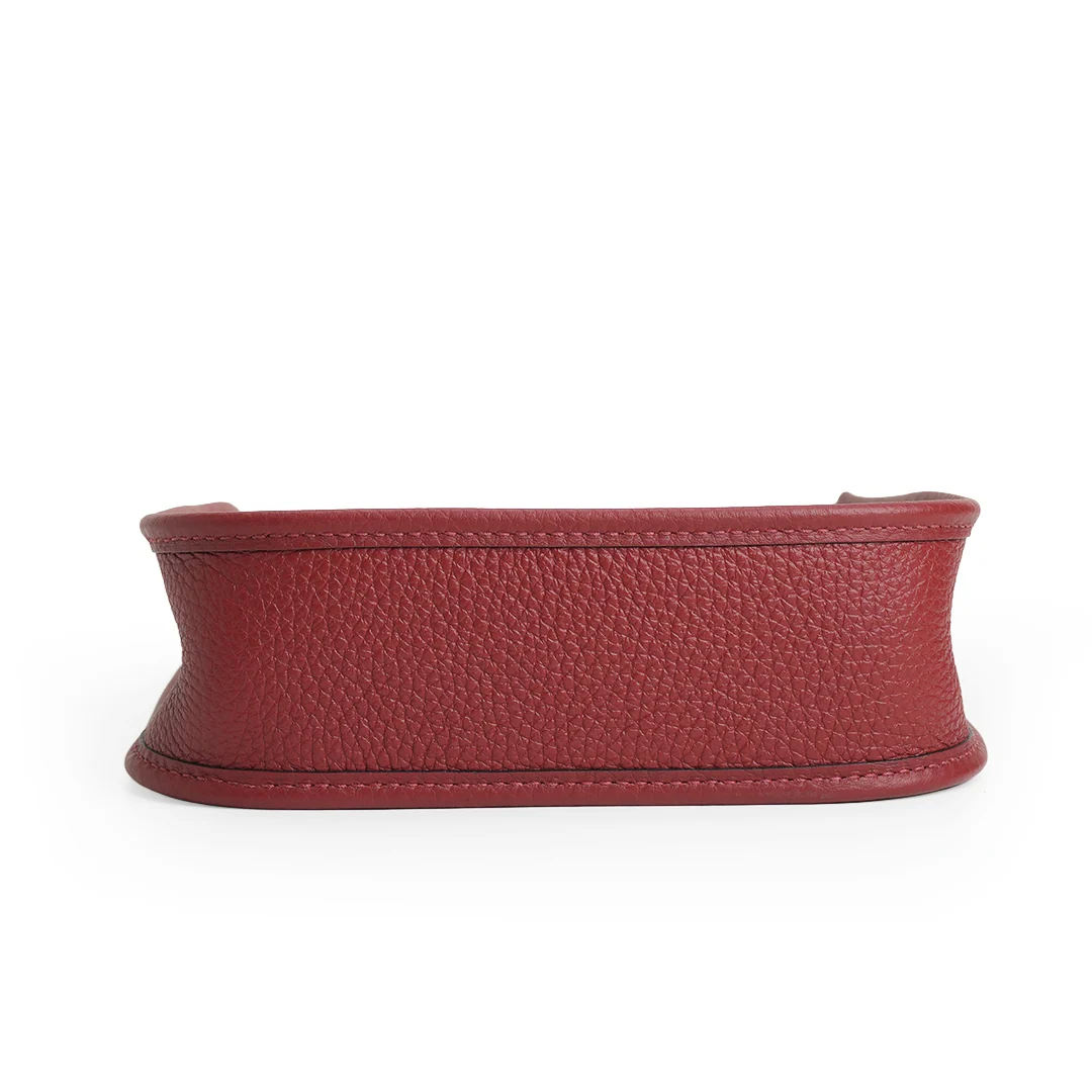 Hermès Mini Evelyn Rouge H Taurillon Clemence Palladium Hardware — view 7