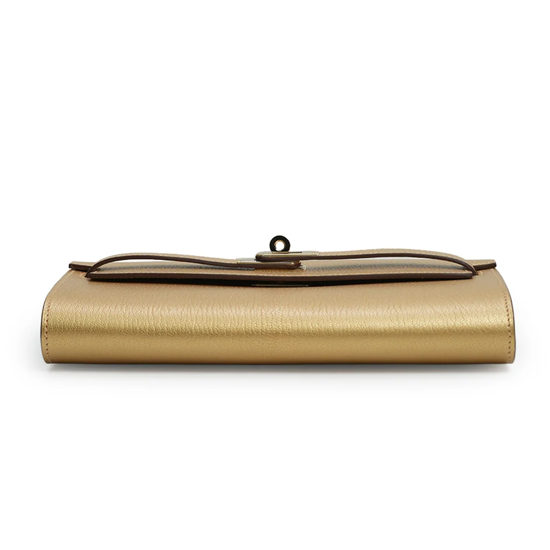 Hermès Kelly To Go Wallet Chèvre CHamkilight Doré Permabrass Hardware — view 7