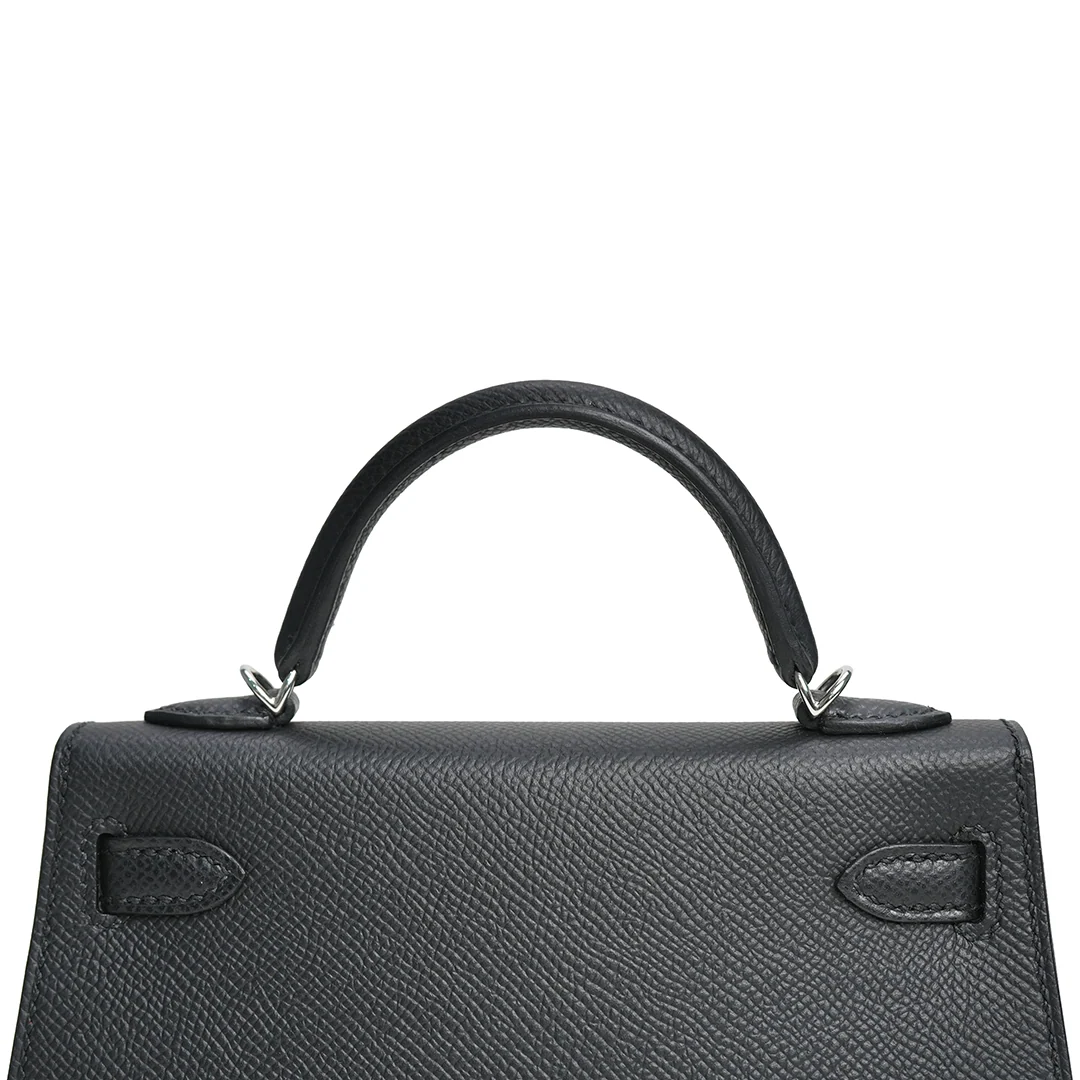 Hermès Mini Kelly Epsom Noir Palladium Hardware Stamp G 2026 — view 7