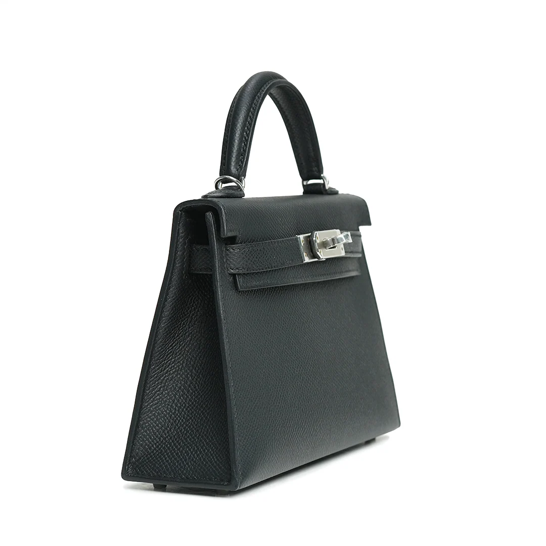 Hermès Mini Kelly Epsom Noir Palladium Hardware Stamp G 2026 — view 8