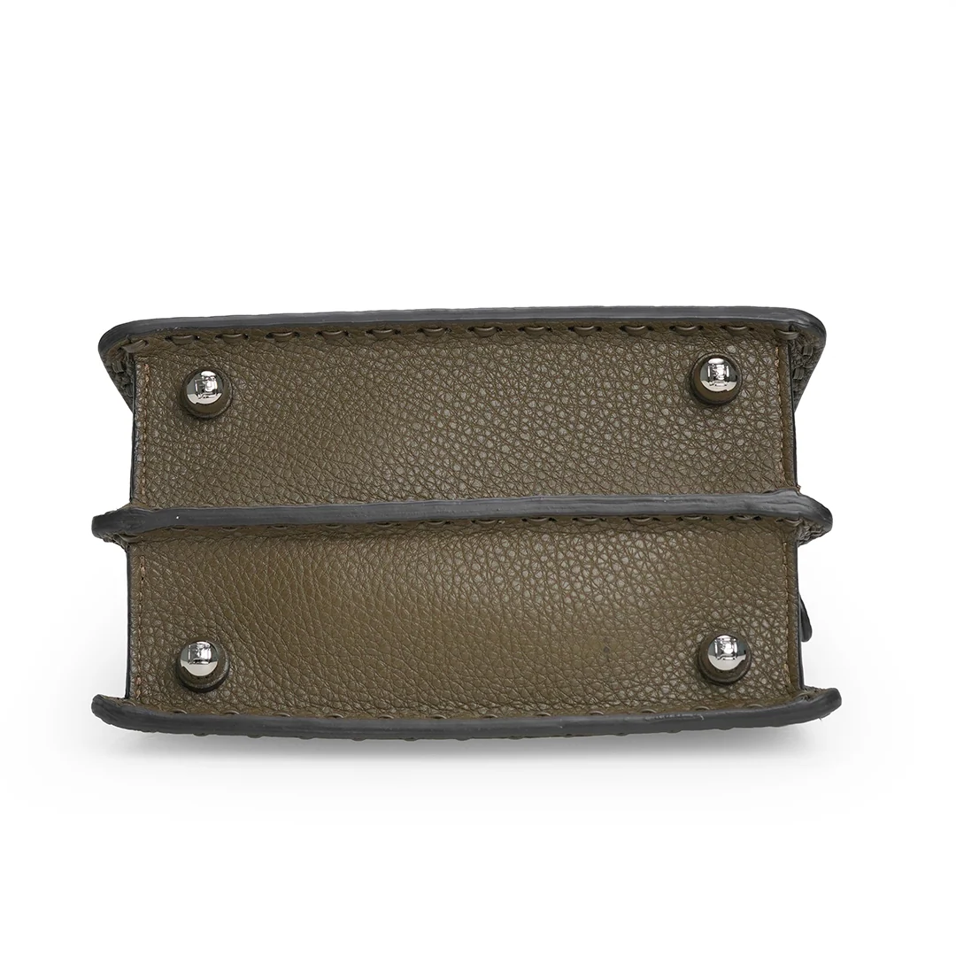 Fendi Peekaboo Selleria Petite Bag Grained Calfskin Dark Olive — view 8