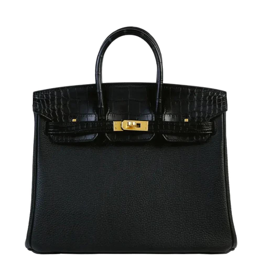 Hermès Birkin 25 Touch Noir Matte Alligator Togo Gold Hardware Stamp K 2025