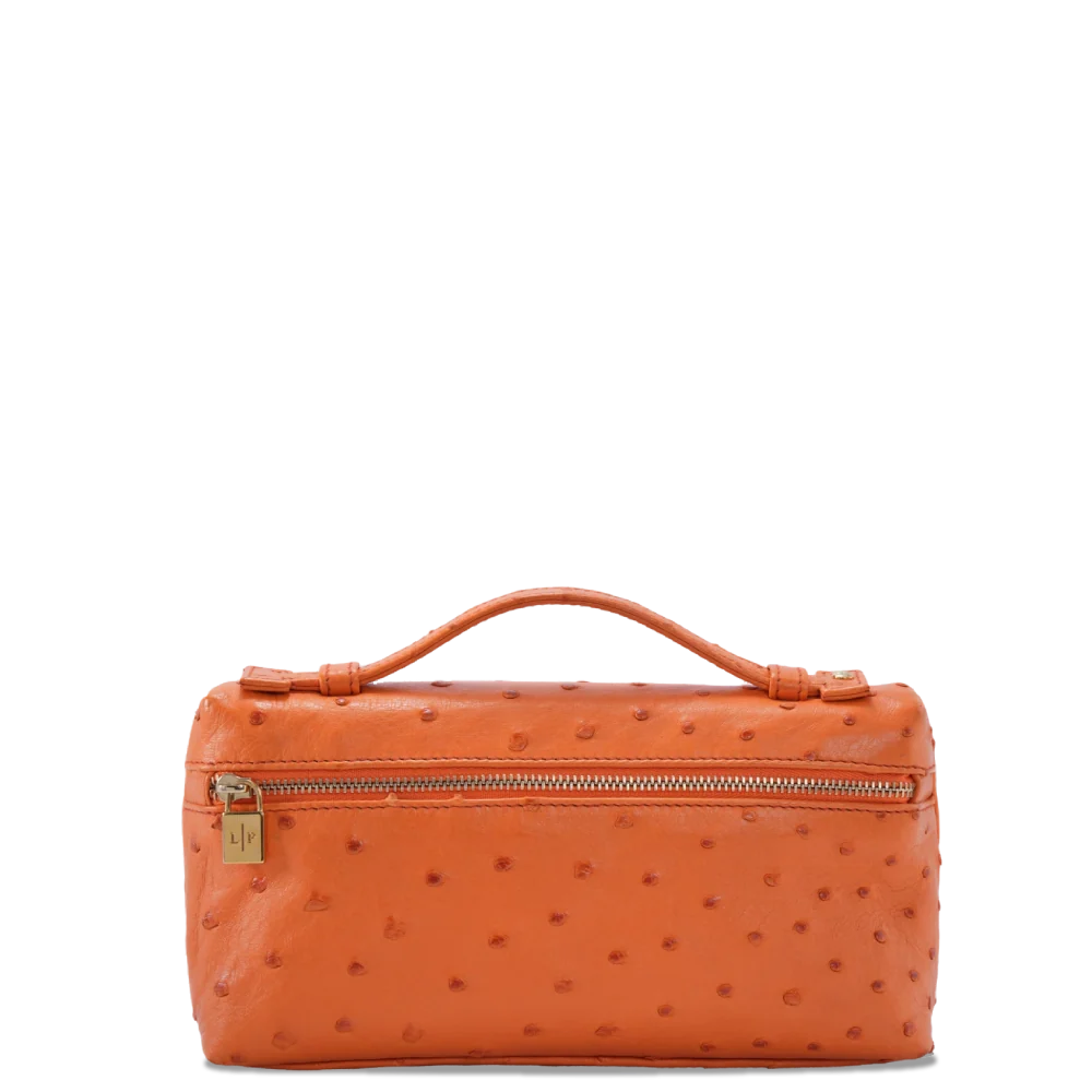Loro Piana Orange L19 Ostrich Leather Clutch