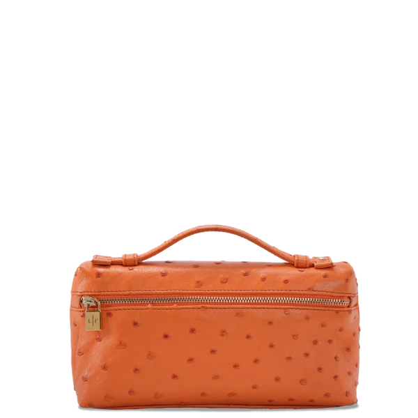 Loro Piana Orange L19 Ostrich Leather Clutch