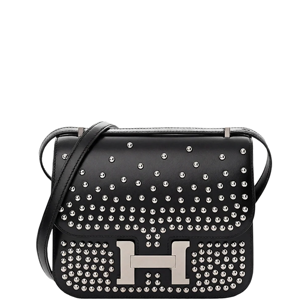 Hermès Constance 18 Cloute Box Calfskin Black Palladium Hardware Stamp W 2024
