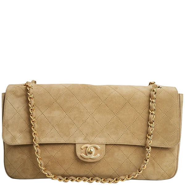 Chanel Maxi Flap Bag Suede Calfskin
Dark Beige