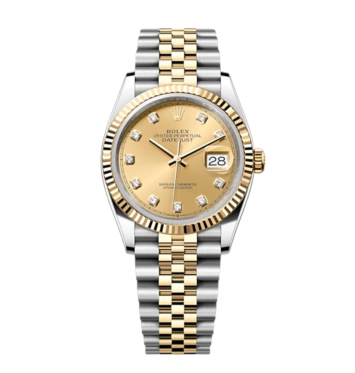 Rolex Datejust Yellow Gold Champagne Diamond Dial 36MM