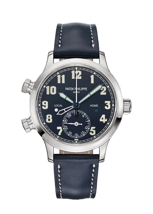 Patek Philippe Calatrava Pilot Travel Time White Gold Blue Dial