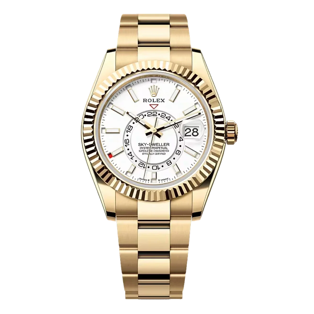 Rolex Oyster Perpetual Sky-Dweller Yellow Gold White Dial 42MM