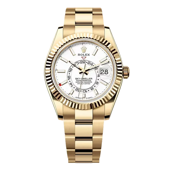 Rolex Oyster Perpetual Sky-Dweller Yellow Gold White Dial 42MM