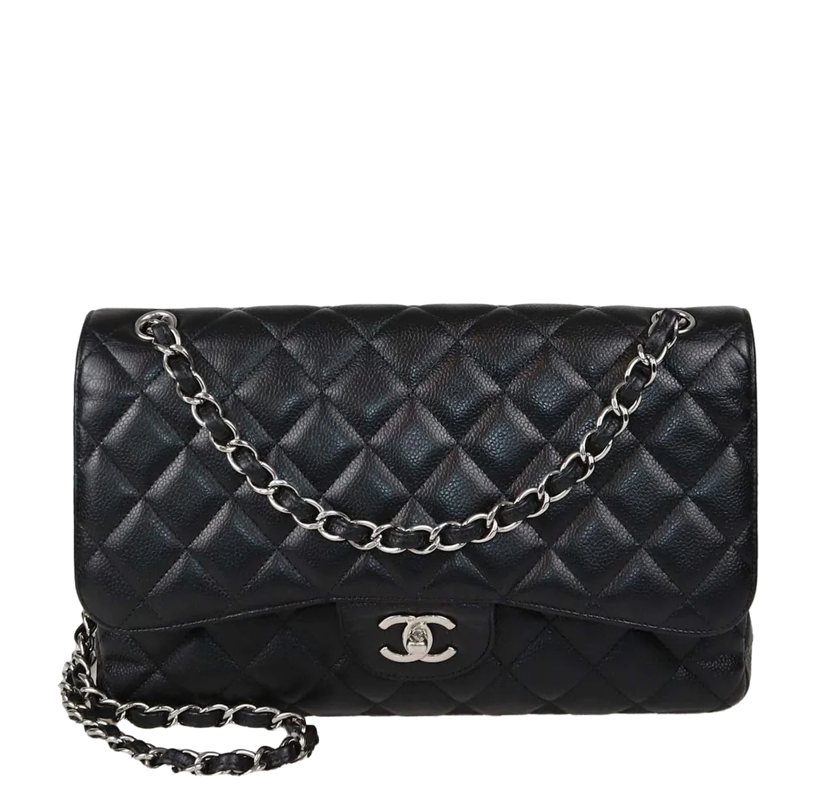 Chanel Classic Double Flap Bag Caviar Leather Jumbo Black