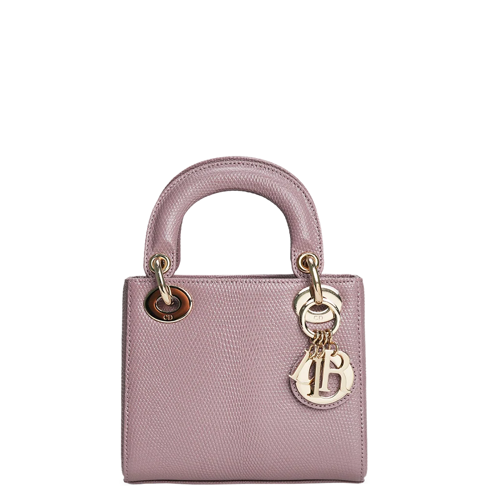 Christian Dior Lady Dior Mini Lizard Leather Lilac