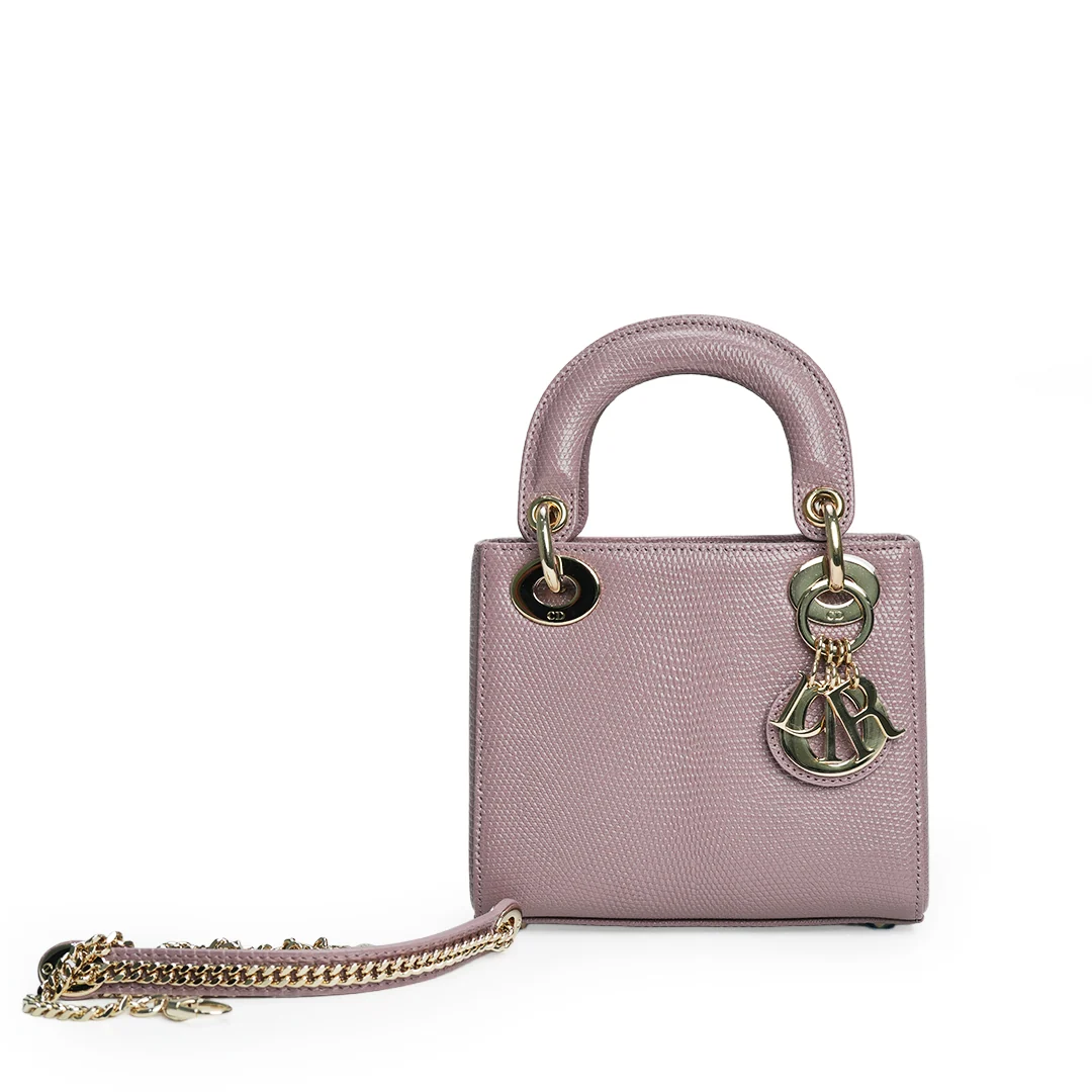 Christian Dior Lady Dior Mini Lizard Leather Lilac — view 7